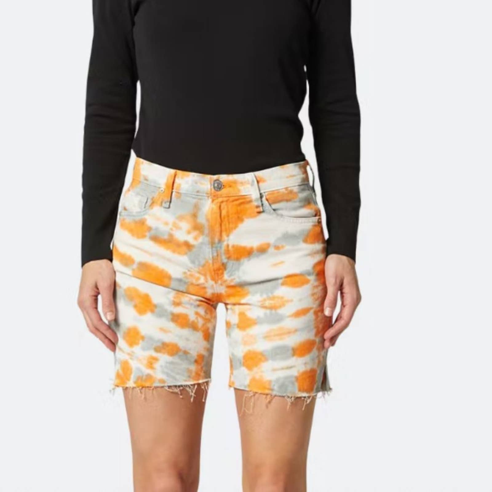 Hudson Denim Orange Hana Tie Dye Shorts